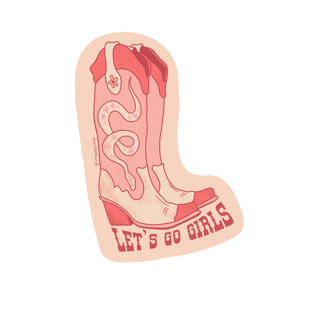 let's go girls cowboy boot sticker