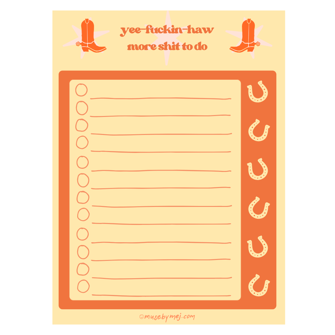 to-do list notepad - yee-fuckin-haw