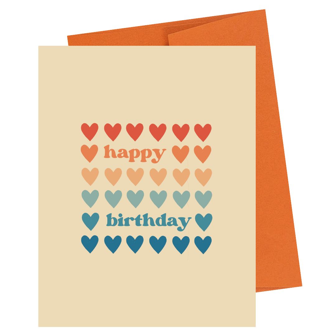 happy birthday hearts card