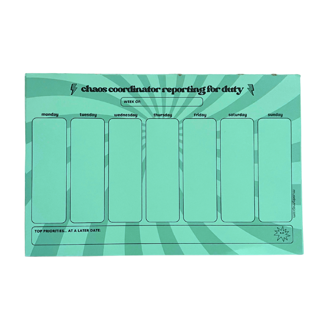 weekly planner notepad - chaos coordinator
