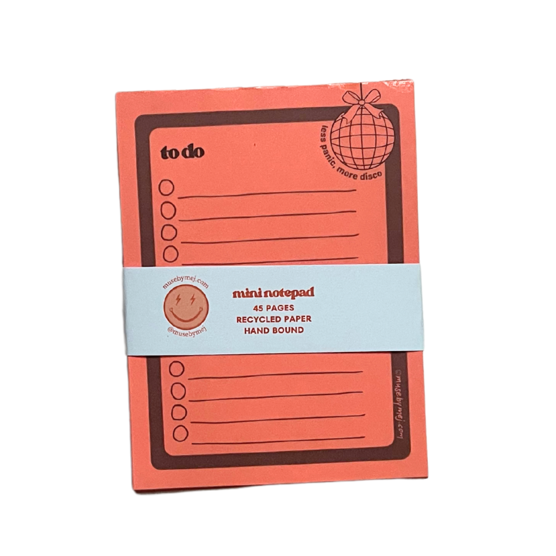 to-do list notepad - less panic, more disco