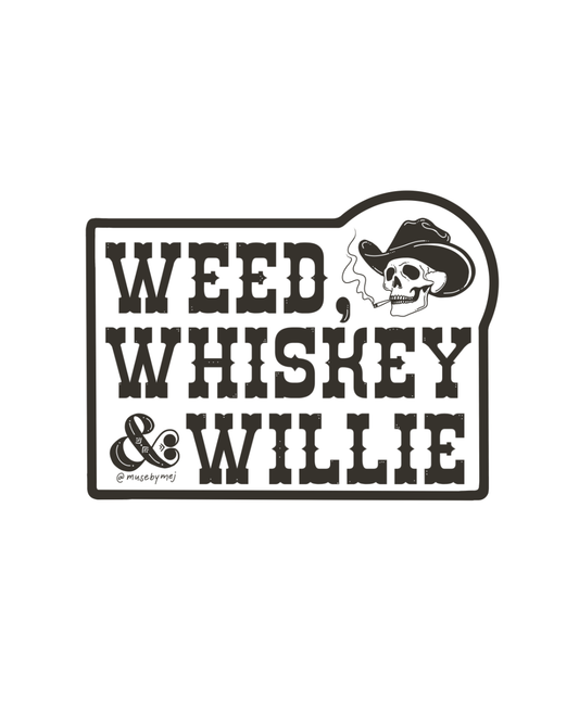 weed, whiskey and willie sticker
