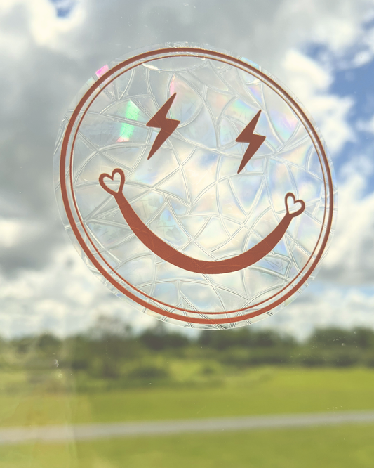 lightning smiley suncatcher sticker