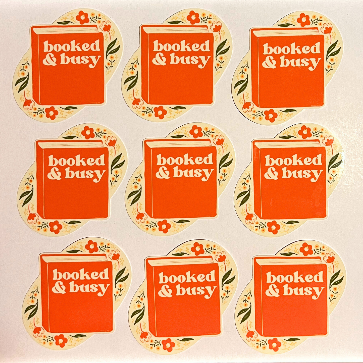 booked & busy sticker