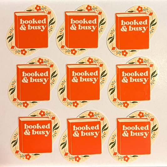 booked & busy sticker