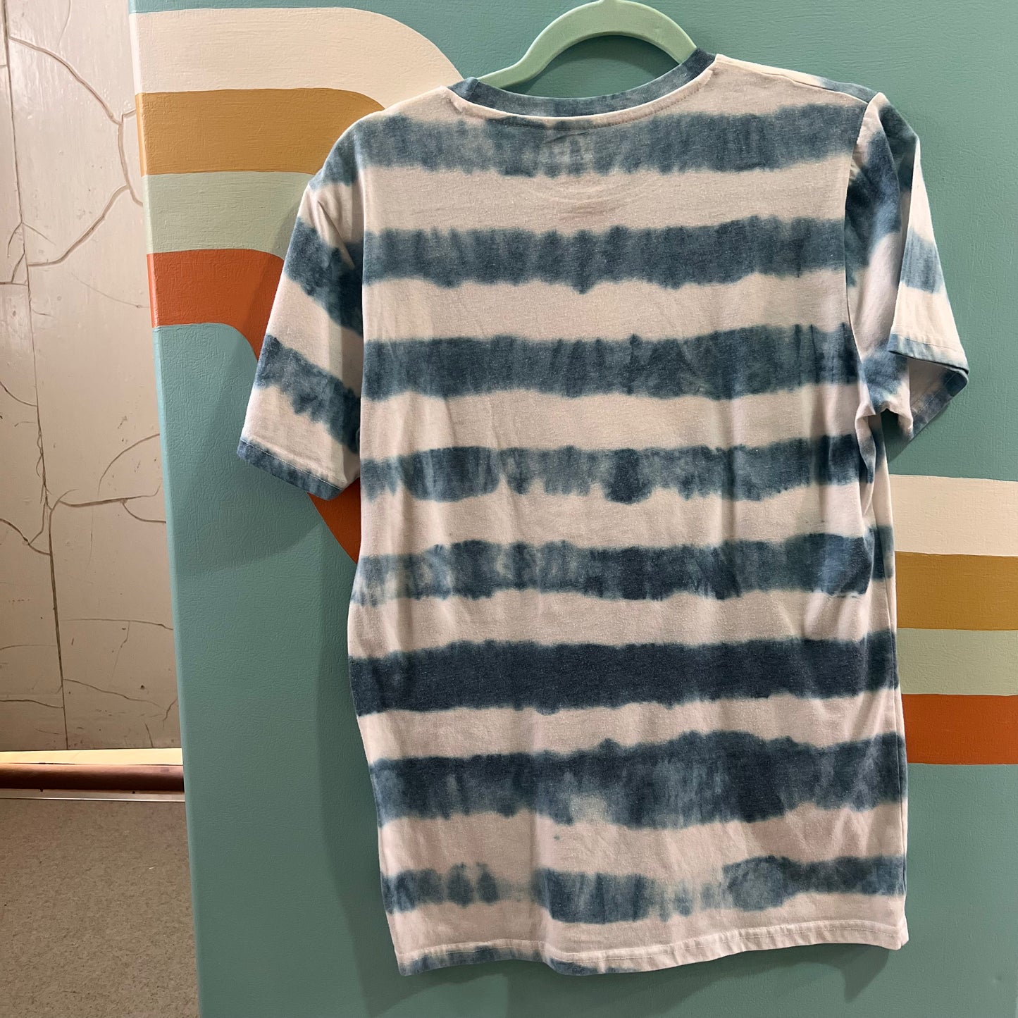 "flower power muse" blue striped tee (size S/M)