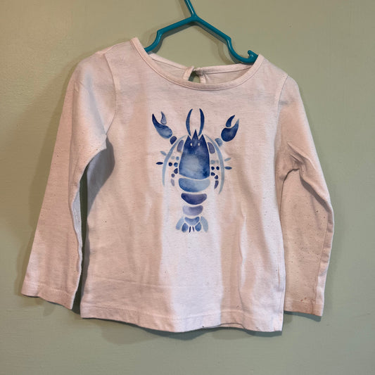 blue lobster white long sleeve shirt (baby 18-24)