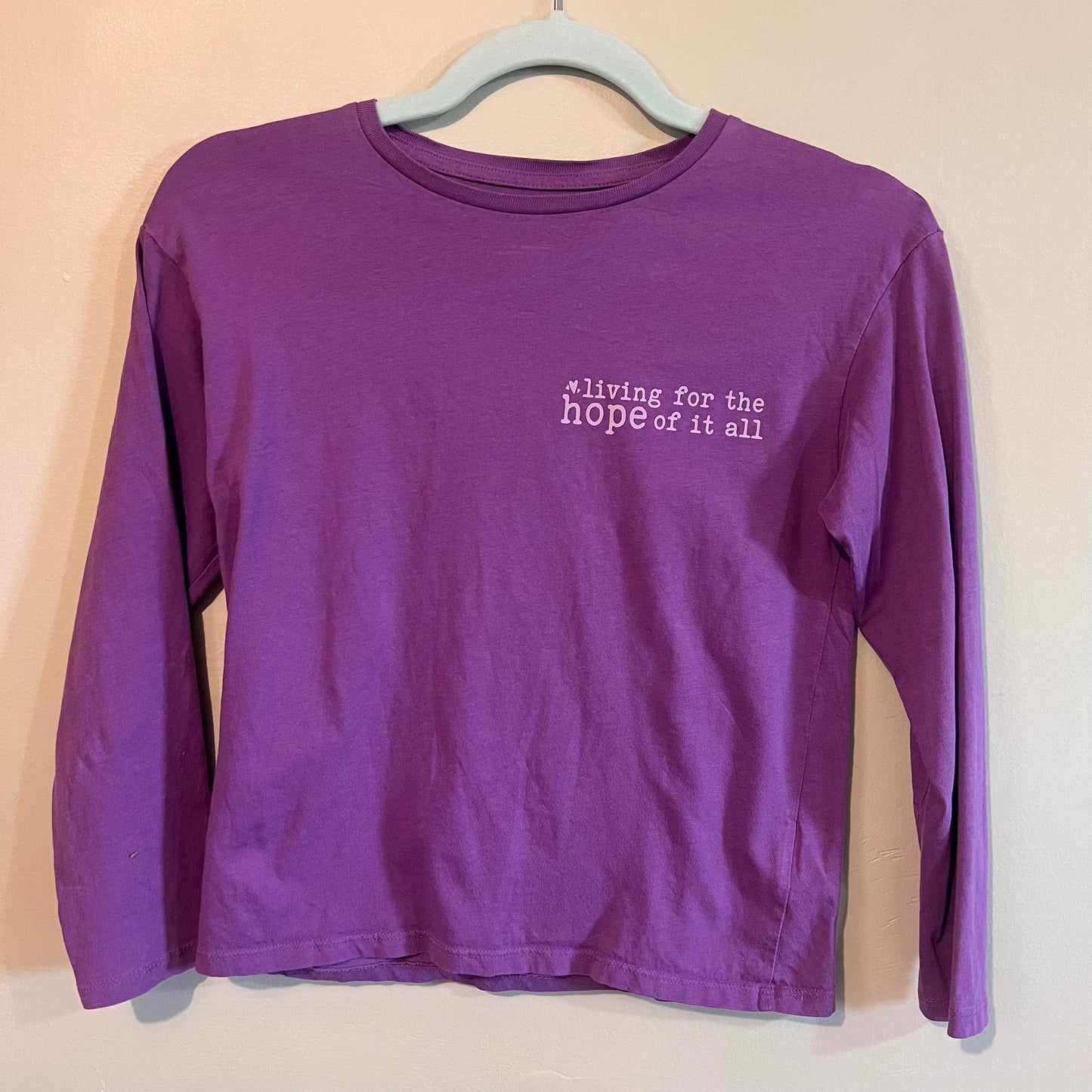 "hope of it all" swiftie purple long sleeve (youth M/ladies XS)