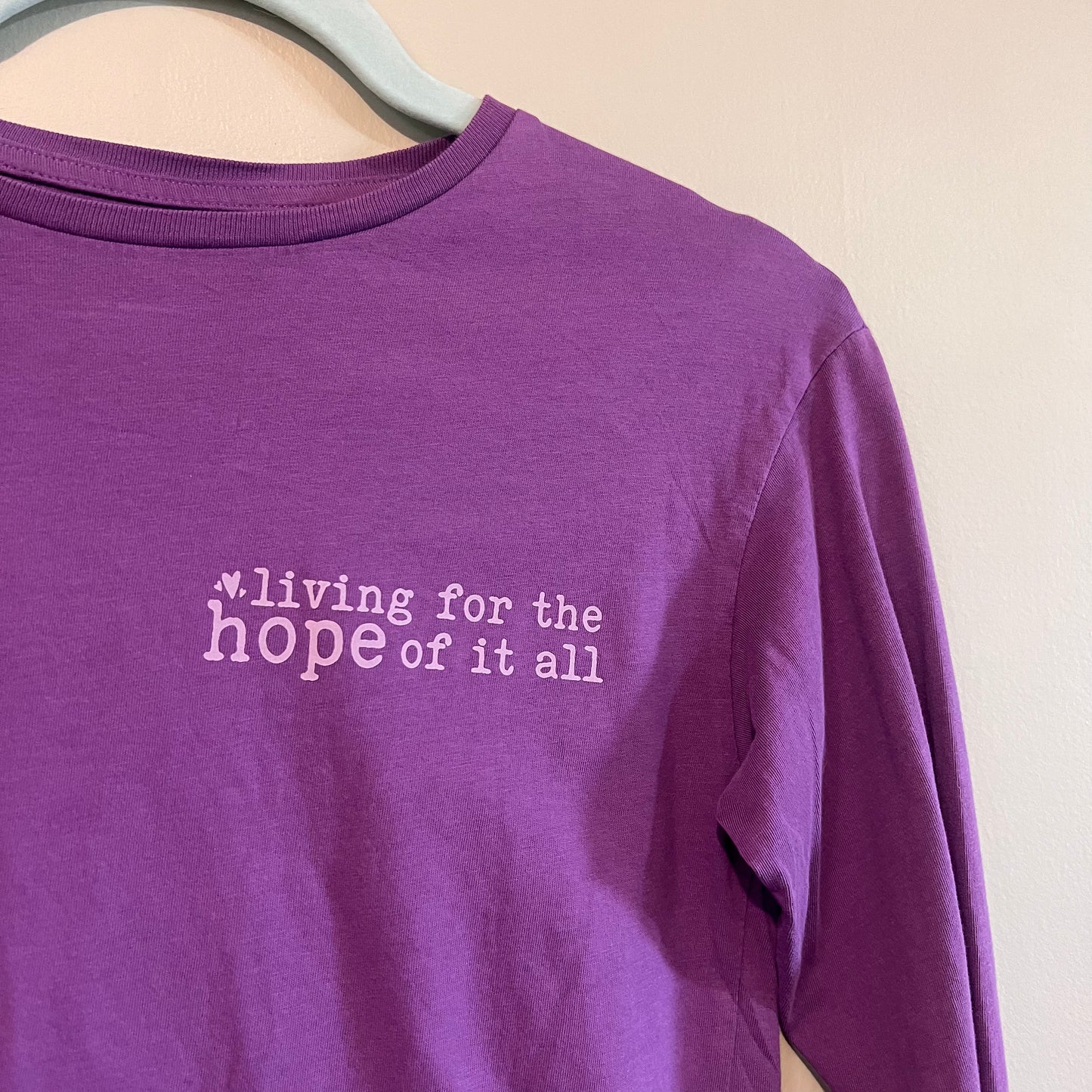 "hope of it all" swiftie purple long sleeve (youth M/ladies XS)