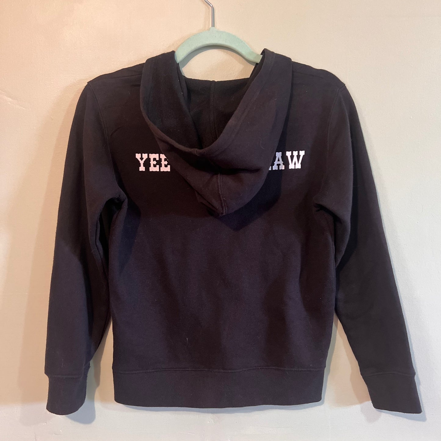 "yee fuckin haw" black hoodie (size S)