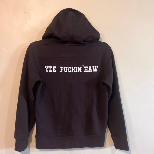 "yee fuckin haw" black hoodie (size S)