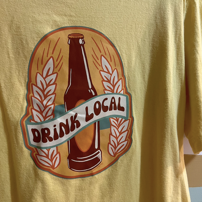 "drink local" yellow tee (size M/L)