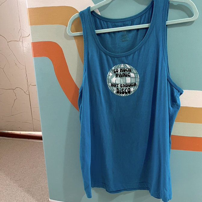 "panic/disco" blue tank (size M)