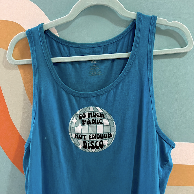 "panic/disco" blue tank (size M)