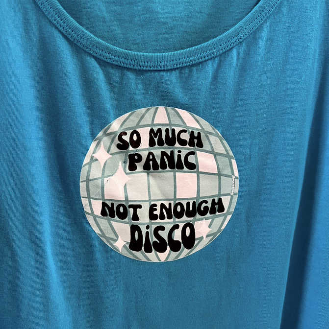 "panic/disco" blue tank (size M)