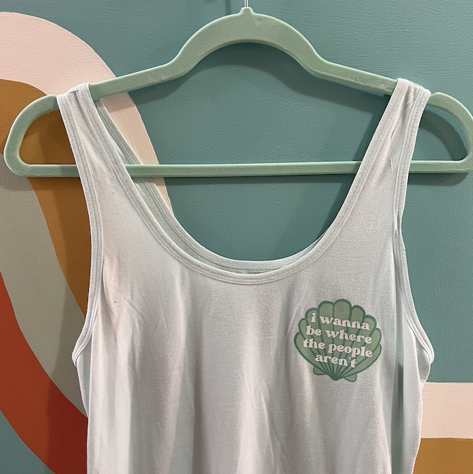 "where the people aren't" green tank (size L)