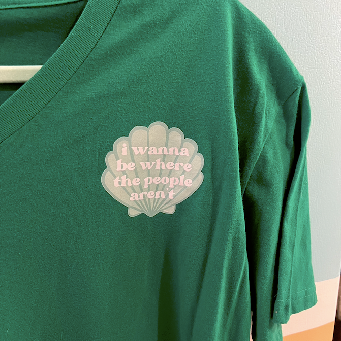 "where the people aren't" green tee (size L)