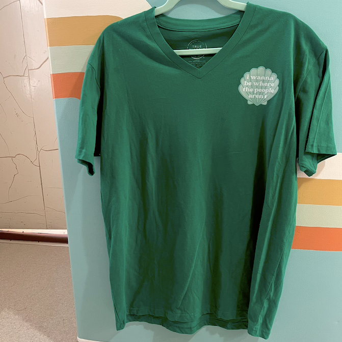 "where the people aren't" green tee (size L)