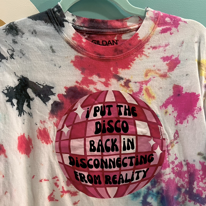 "disconnecting from reality" tie dye tee (size M)