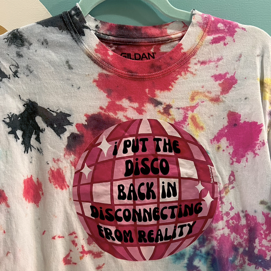 "disconnecting from reality" tie dye tee (size M)