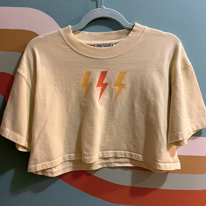 "lightning" yellow crop tee (size S/M)