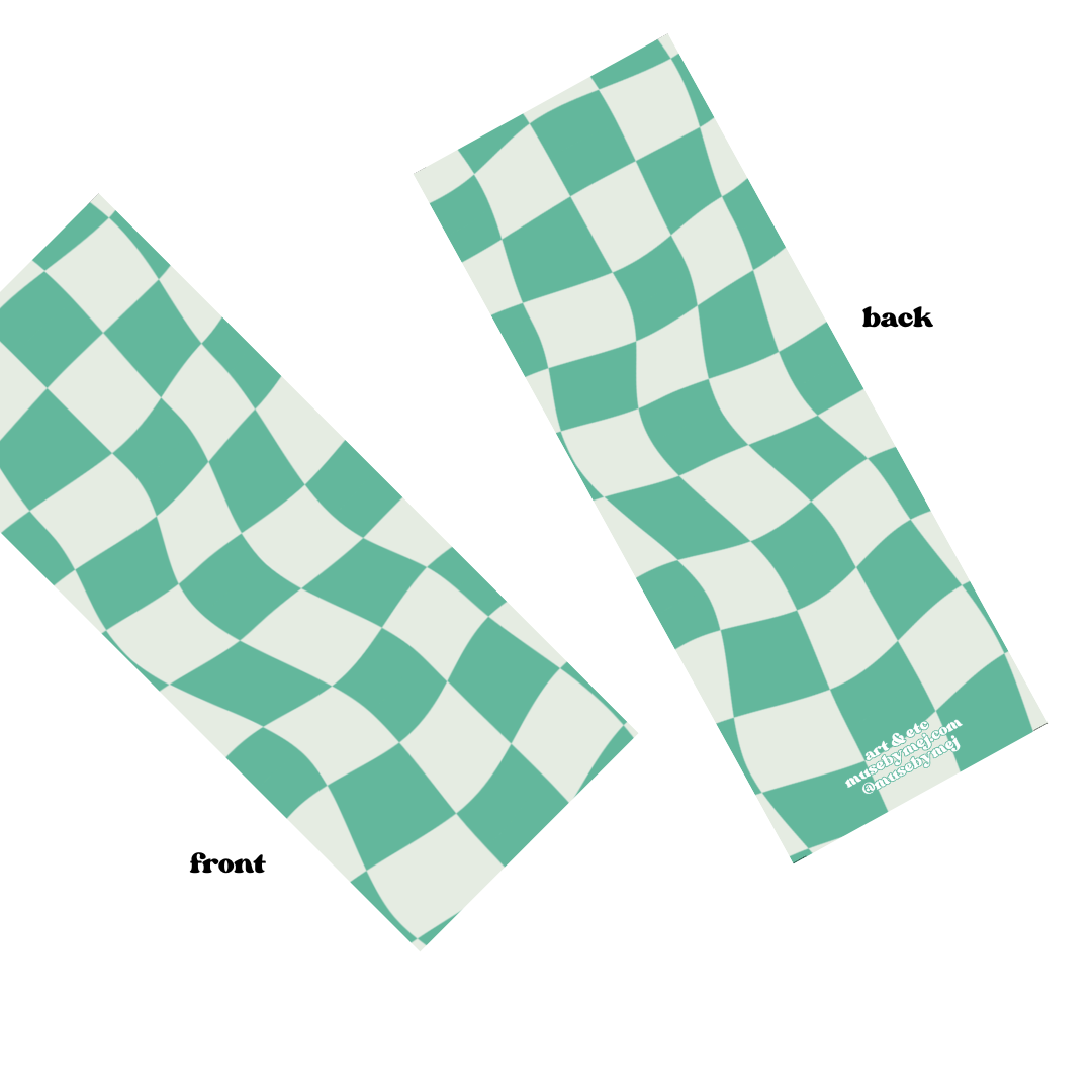 aqua wavy checkered bookmark
