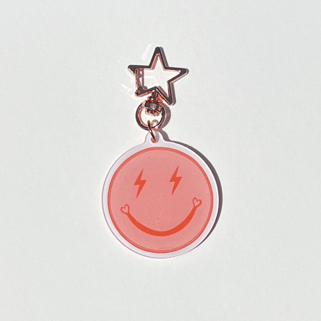 lightning smiley keychain