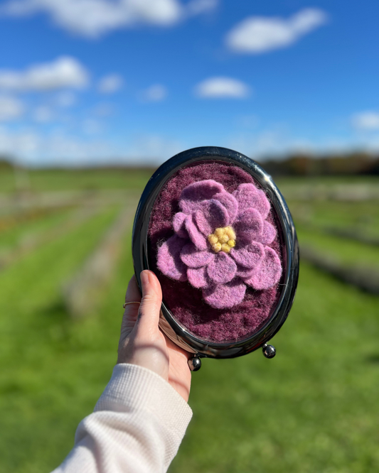 purple floral needle felting
