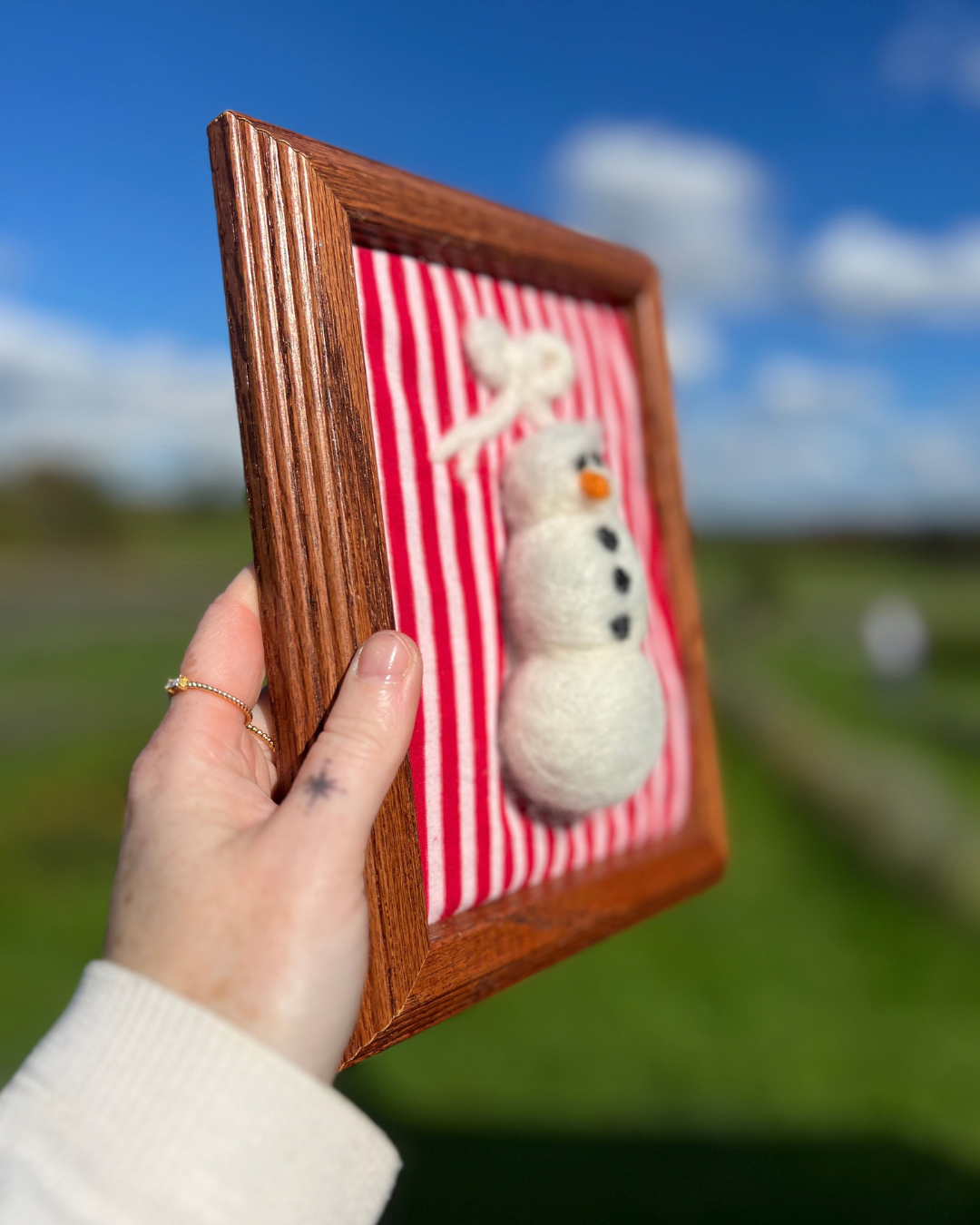candy cane snowman needle felting