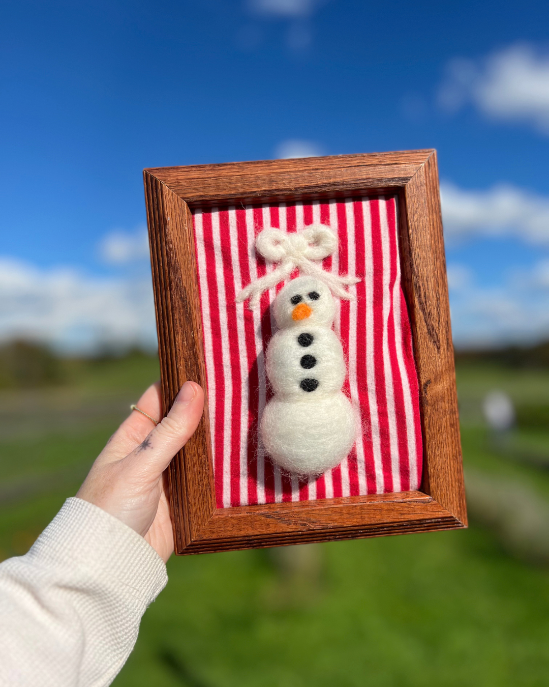 candy cane snowman needle felting