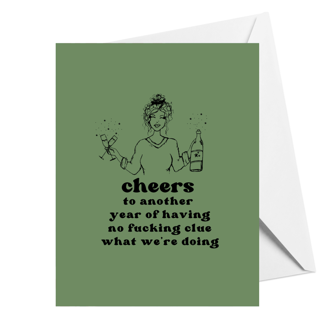 cheers - new year, no clue holiday card